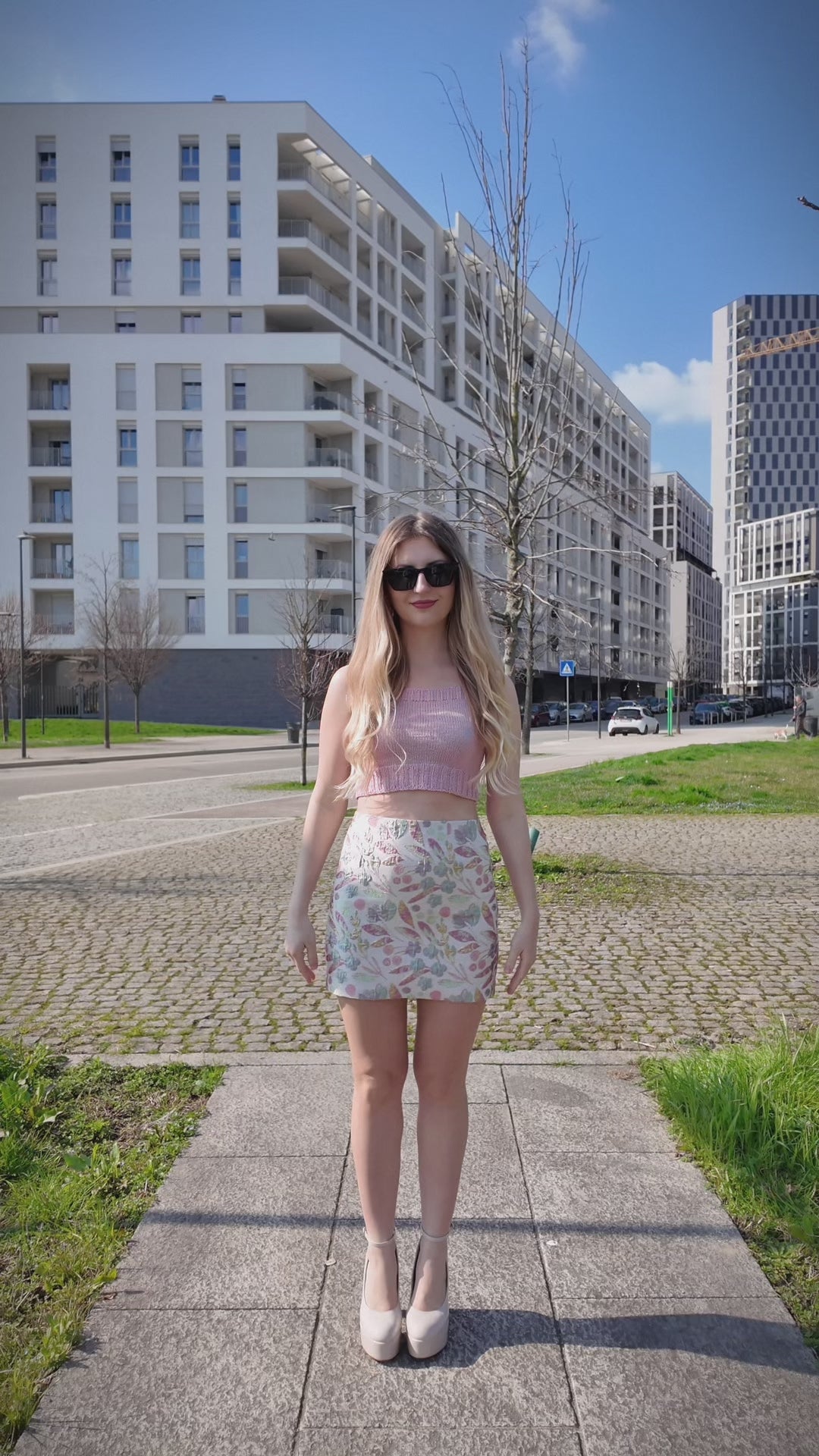 Pink Mini Skirt Crochet Top